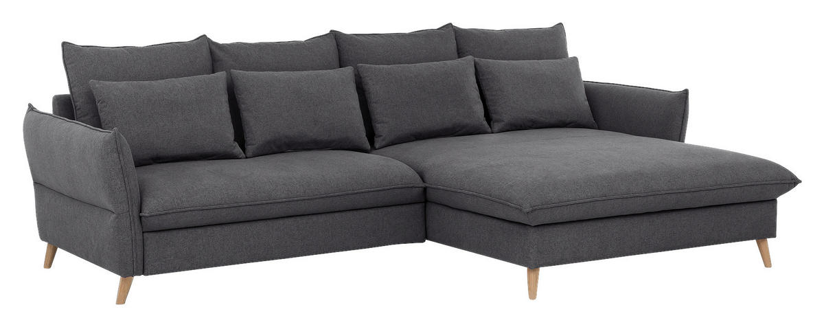 ECKSCHLAFSOFA in Flachgewebe Grau  - Buchefarben/Grau, Design, Holz/Textil (274/170cm) - Livetastic