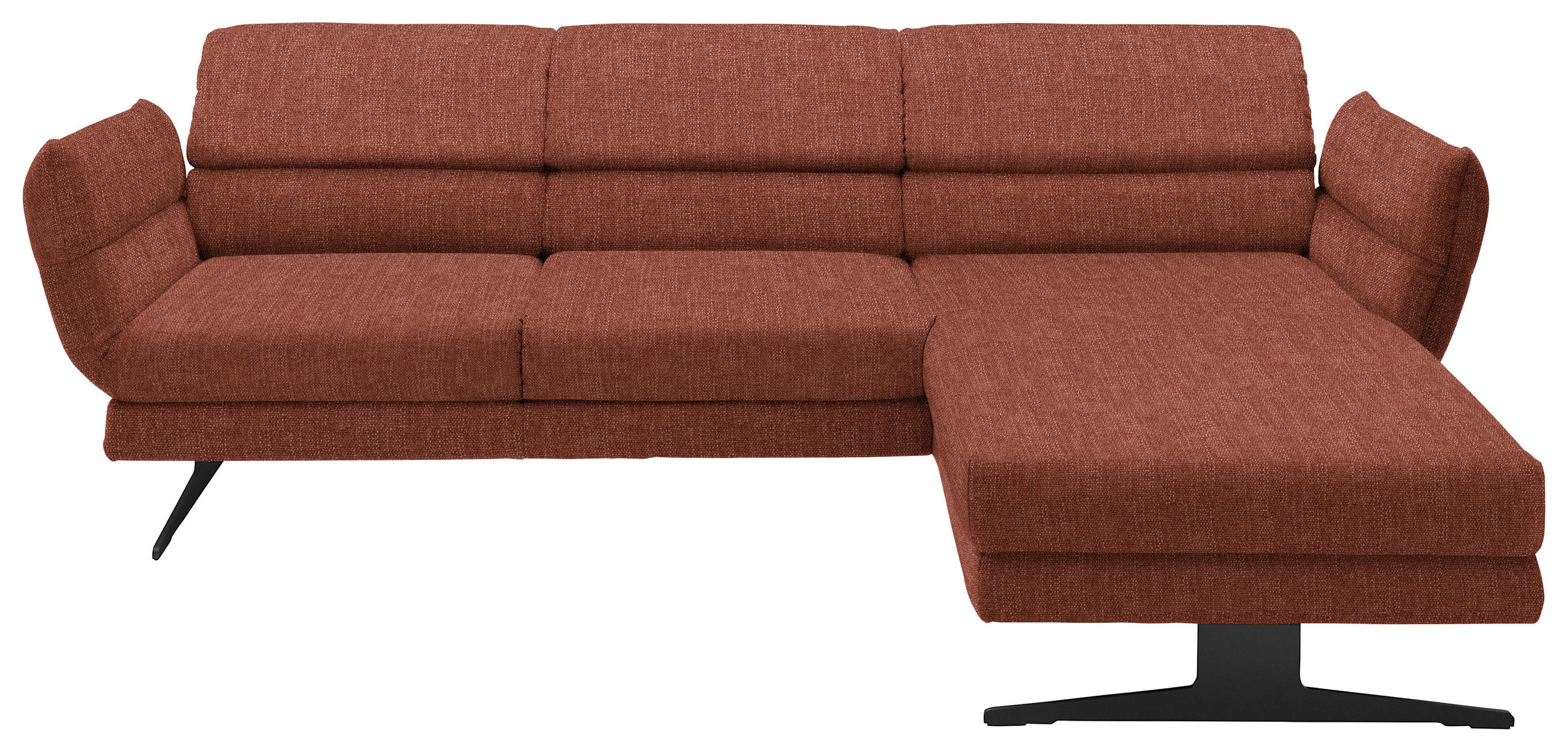 ECKSOFA in Flachgewebe Rostfarben  - Rostfarben/Schwarz, Design, Textil/Metall (279-327/176-217cm) - Dieter Knoll