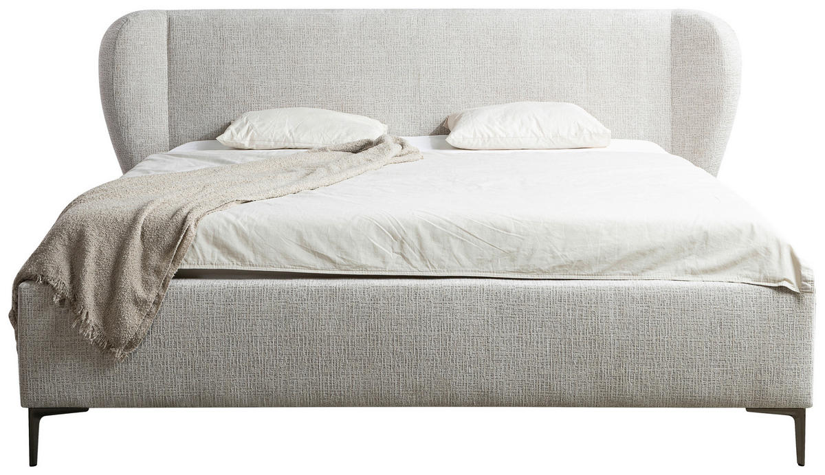 POLSTERBETT 180/200 cm  in Beige  - Beige/Schwarzchrom, Modern, Holz/Holzwerkstoff (180/200cm) - MID.YOU