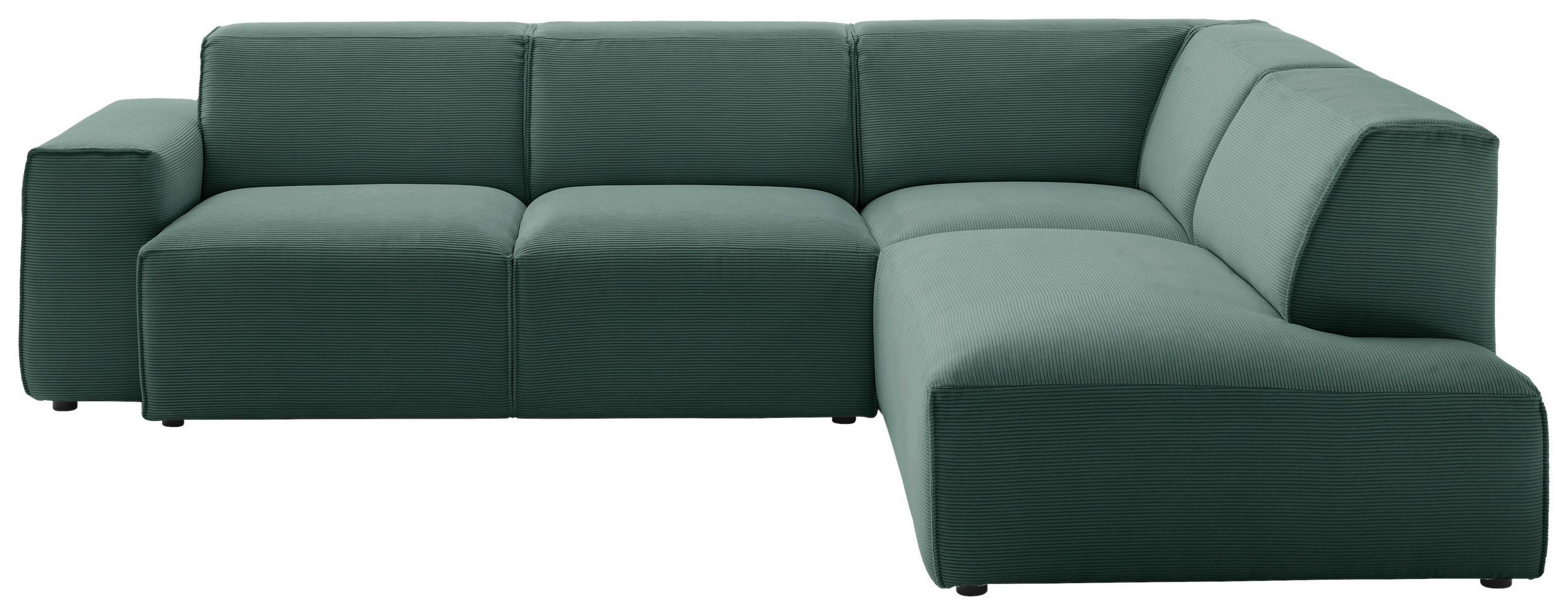 ECKSOFA in Cord Grün  - Schwarz/Grün, Design, Kunststoff/Textil (270/210cm) - Pure Home Lifestyle