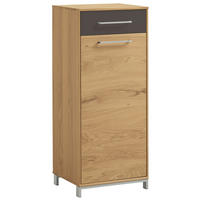 SCHUHSCHRANK Eiche, Balkeneiche furniert, teilmassiv Anthrazit, Eichefarben  - Edelstahlfarben/Eichefarben, Natur, Glas/Holz (44/105/37cm)