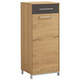 SCHUHSCHRANK  in 44/105/37 cm  - Edelstahlfarben/Eichefarben, Natur, Glas/Holz (44/105/37cm) - Novel