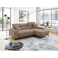 ECKSOFA Cord Graubraun  - Graubraun/Schwarz, Basics, Textil/Metall (250/183cm) - Livetastic