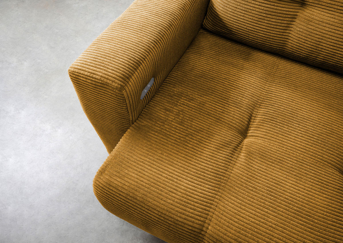 ECKSOFA in Cord Goldfarben  - Goldfarben/Schwarz, Modern, Holz/Textil (246/177cm) - MID.YOU