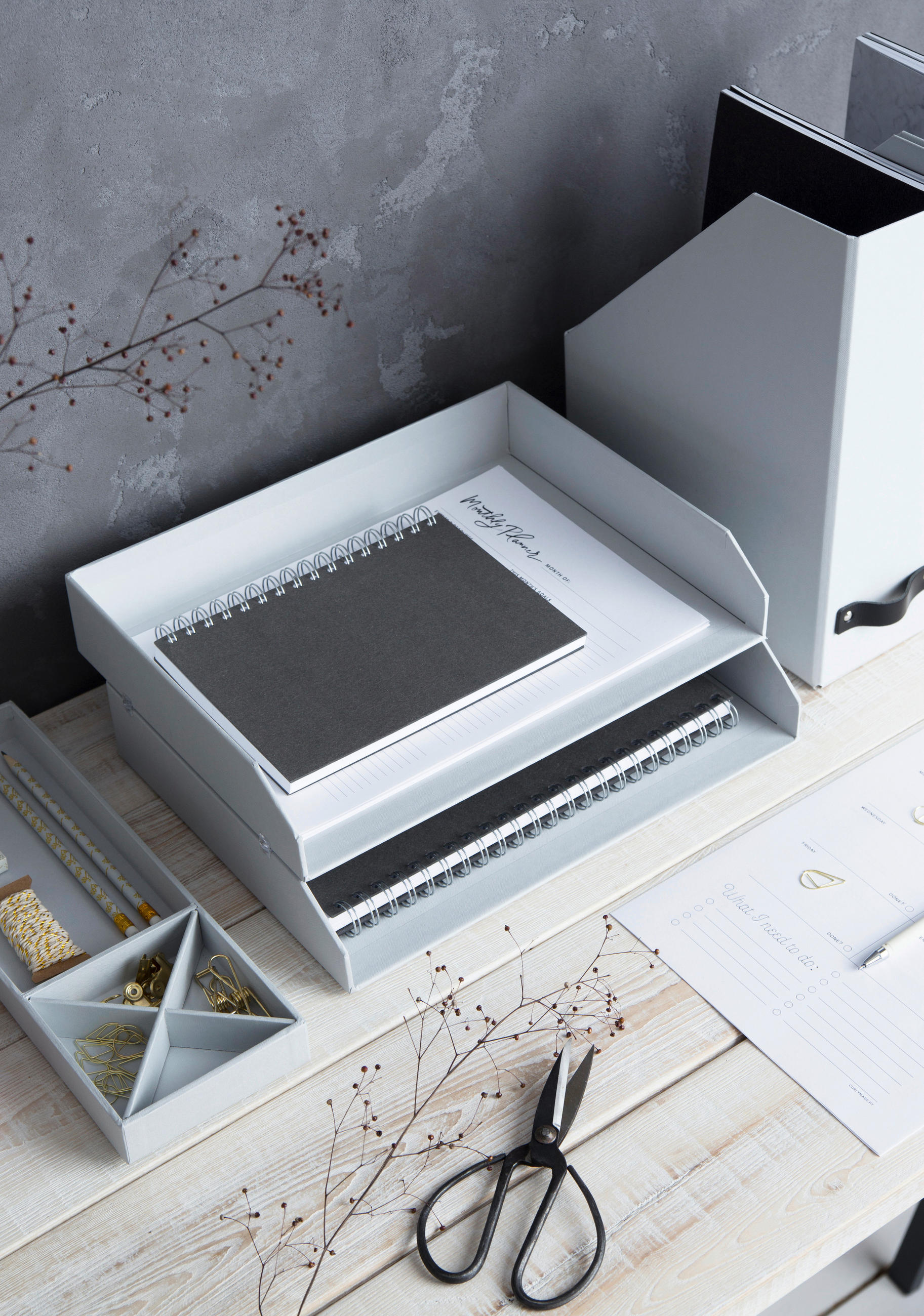 BRIEFABLAGE Papier, Karton Grau, Hellgrau  - Hellgrau/Grau, Basics, Karton/Papier (33.2/6.3/25.4cm)