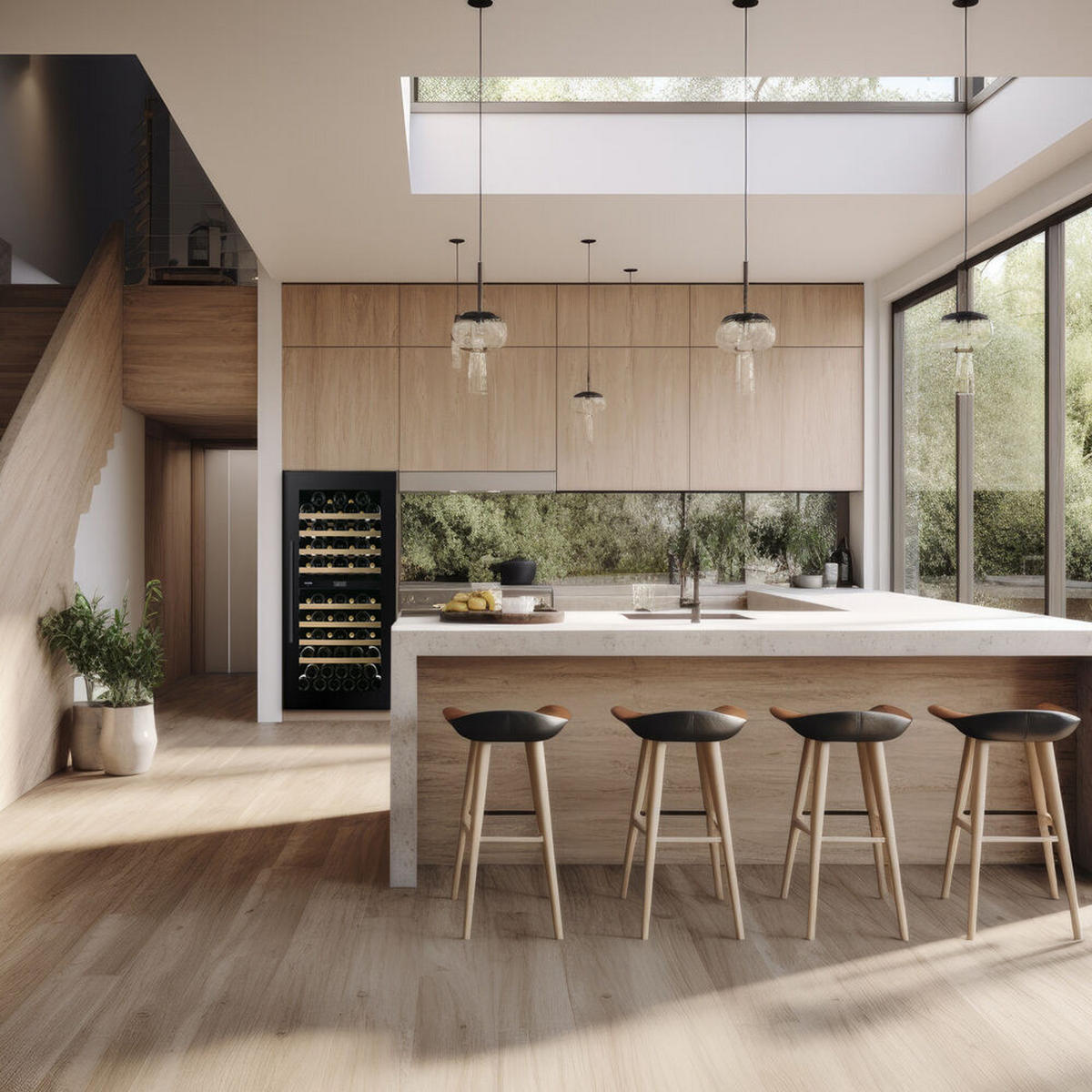 WEINKÜHLSCHRANK DVP-70.185DB  - Schwarz, Basics, Glas/Holz (59/123,3/57,1cm)