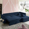 ECKSOFA in Cord Dunkelblau  - Schwarz/Dunkelblau, Design, Kunststoff/Textil (259/174cm) - Cantus