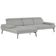 ECKSOFA Ottomane links, Eckteil  More_LZ Hellgrau Webstoff  - Hellgrau/Schwarz, Design, Textil/Metall (188/296cm) - Xora