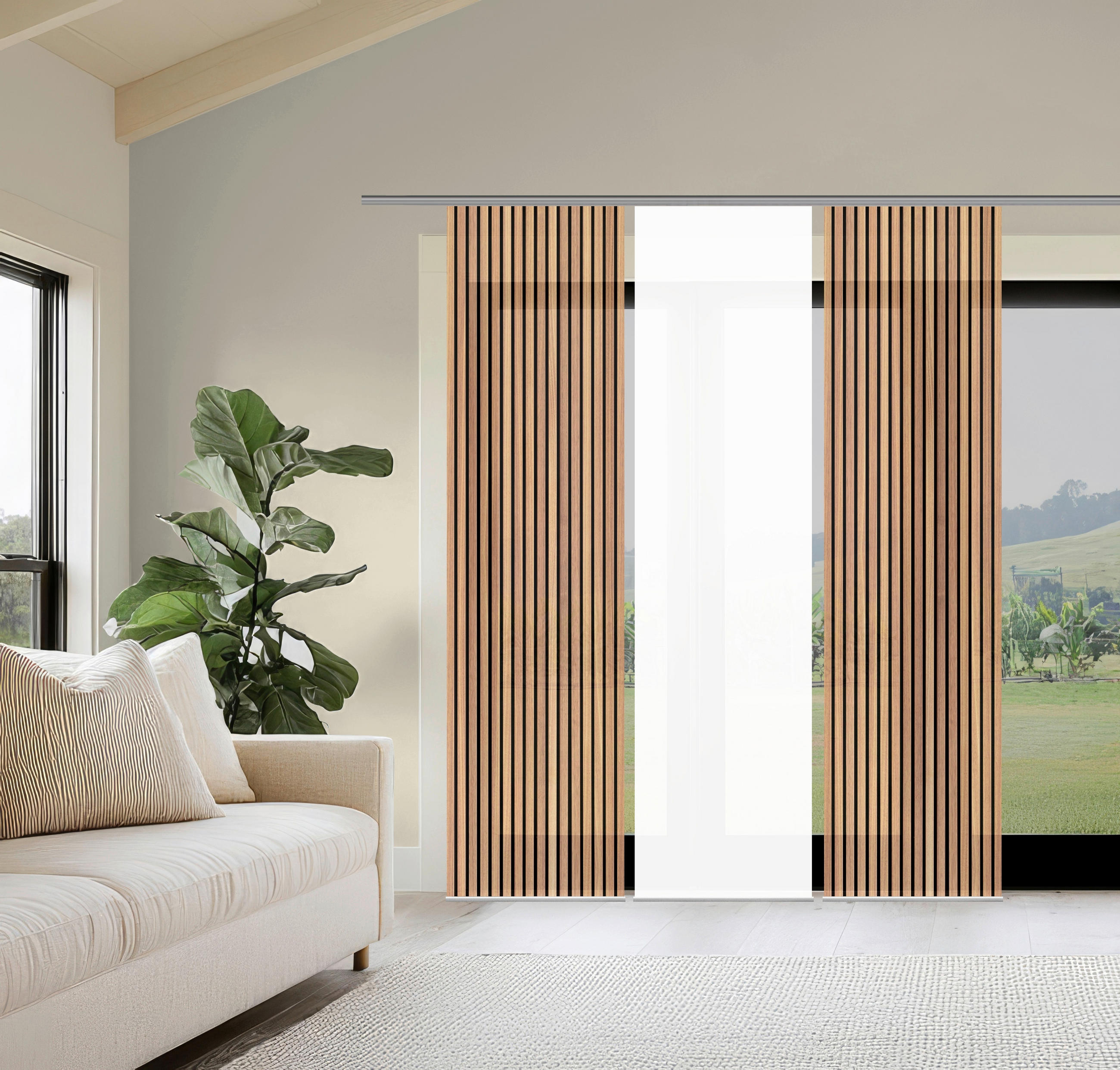 FLÄCHENVORHANG  3 Stück  blickdicht  60/245 cm   - Braun, Trend, Textil (60/245cm)