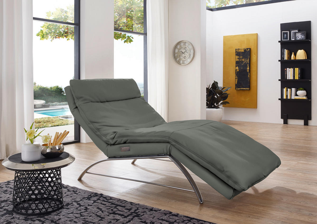 RELAXLIEGE in Echtleder Anthrazit  - Anthrazit/Alufarben, Basics, Leder (95/91/170cm) - Chilliano