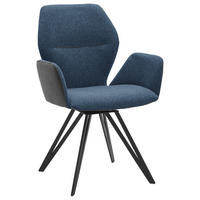 ARMLEHNSTUHL  in Webstoff, Mikrofaser  - Blau/Anthrazit, Design, Textil/Metall (62/91/59cm) - Valnatura