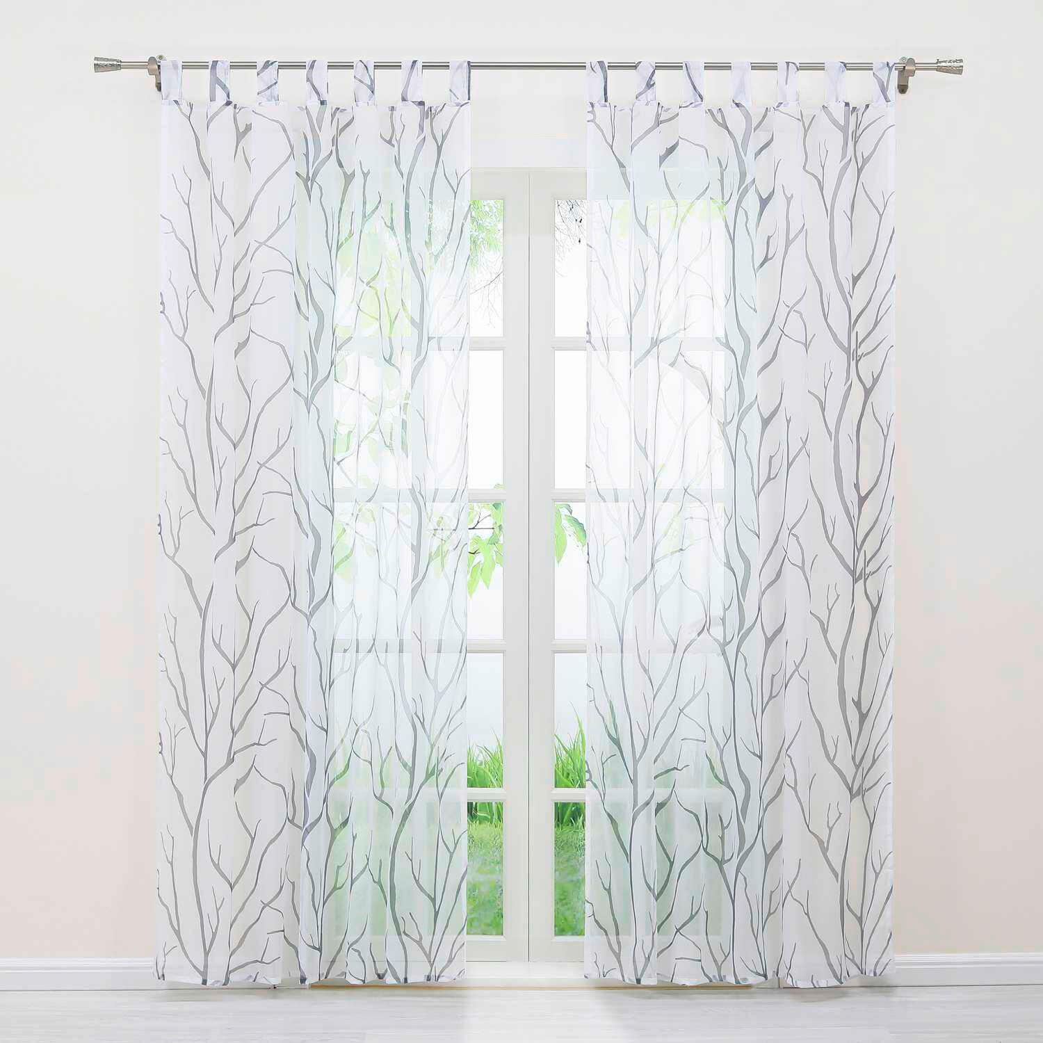 FERTIGVORHANG  transparent  140/245 cm   - Weiß Hochglanz/Hellgrau, Basics, Textil (140/245cm)