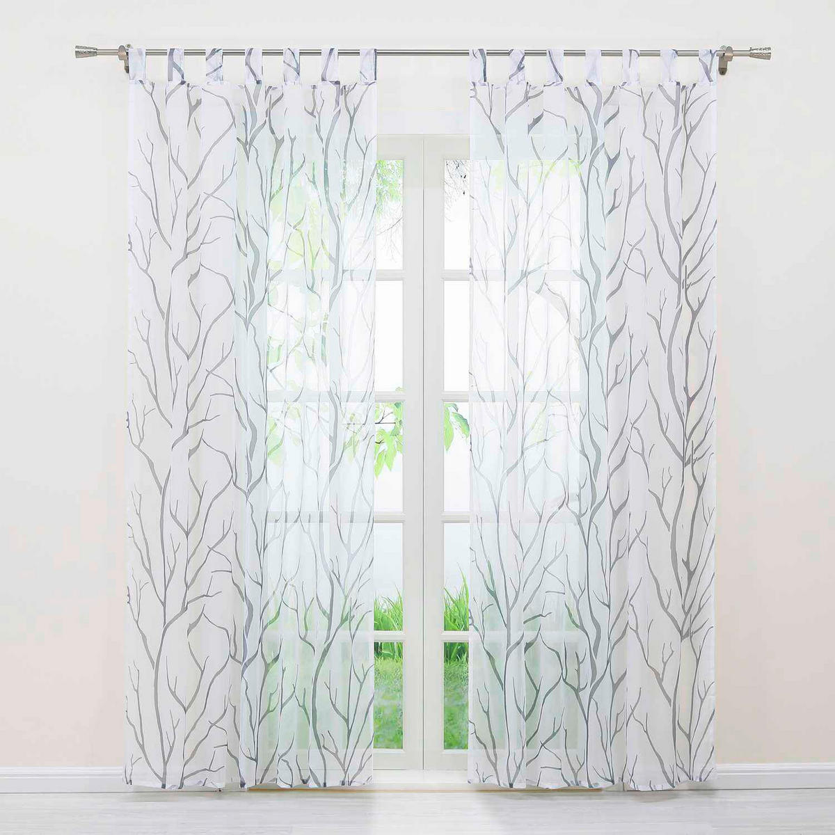 FERTIGVORHANG  transparent  140/245 cm   - Weiß Hochglanz/Hellgrau, Basics, Textil (140/245cm)