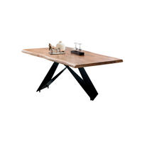 ESSTISCH 200/100/77 cm Echtholz  Holz, Metall rechteckig Naturfarben, Schwarz  - Schwarz/Naturfarben, MODERN, Holz/Metall (200/100/77cm) - MID.YOU