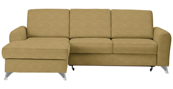 ECKSOFA in Flachgewebe Gelb  167/244 cm  - Gelb/Silberfarben, Design, Textil/Metall (167/244cm) - Cantus