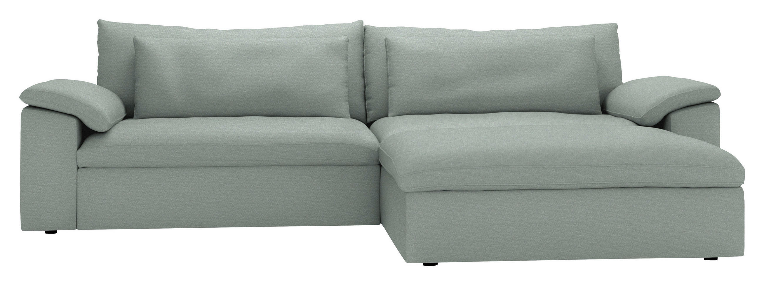 ECKSOFA  Chenille Hellgrau  - Hellgrau/Schwarz, Modern, Kunststoff/Textil (306/198cm) - Carryhome