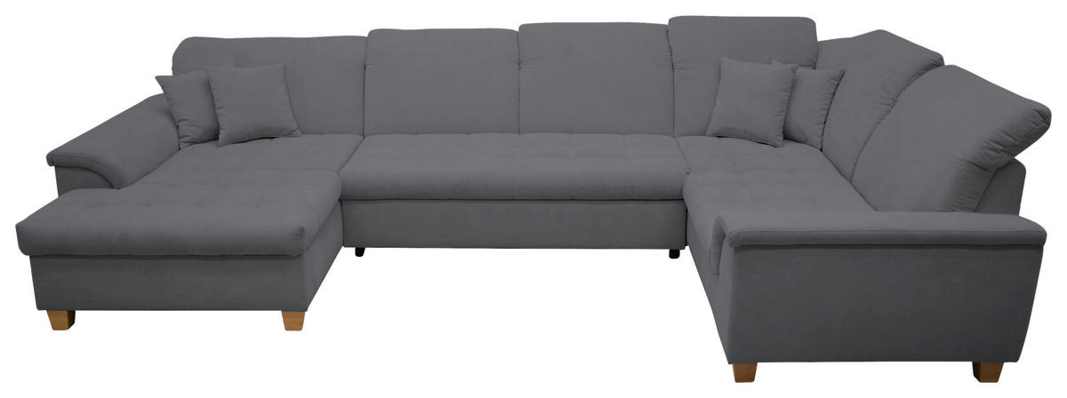 WOHNLANDSCHAFT Dunkelgrau Mikrofaser  - Eichefarben/Dunkelgrau, KONVENTIONELL, Holz/Textil (170/352/214cm) - MID.YOU