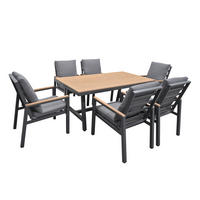 GARTENTISCHGRUPPE  - Hellbraun/Anthrazit, MODERN, Kunststoff/Textil - Gardenson