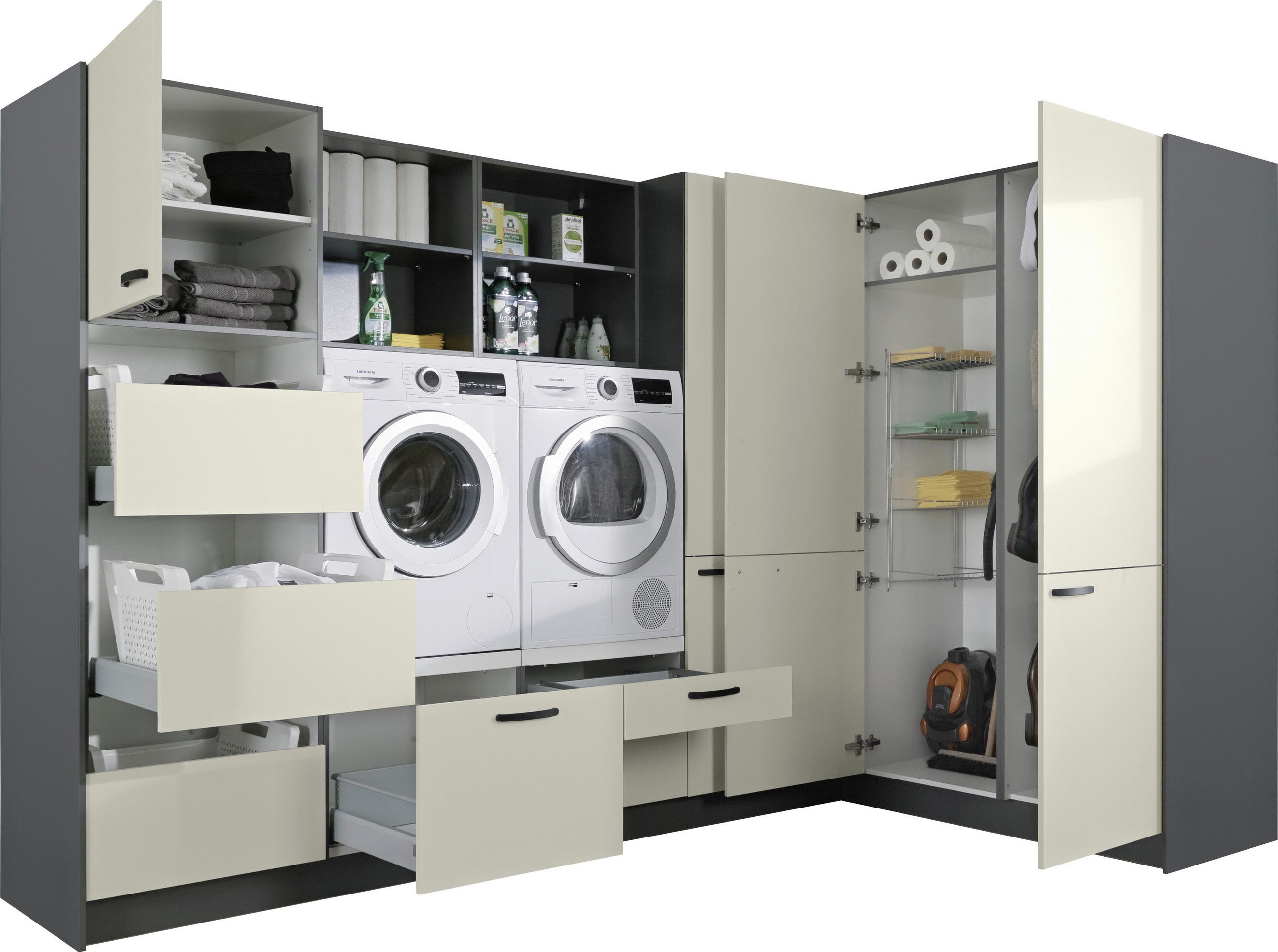 HAUSWIRTSCHAFTSRAUM  in Anthrazit, Hellgrau  - Anthrazit/Hellgrau, Basics, Holzwerkstoff (310/190cm) - Express