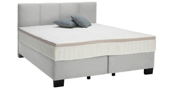 BOXSPRINGBETT 160/200 cm in Hellgrau - Hellgrau/Schwarz, Design, Kunststoff/Textil (160/200cm) - Hom`in