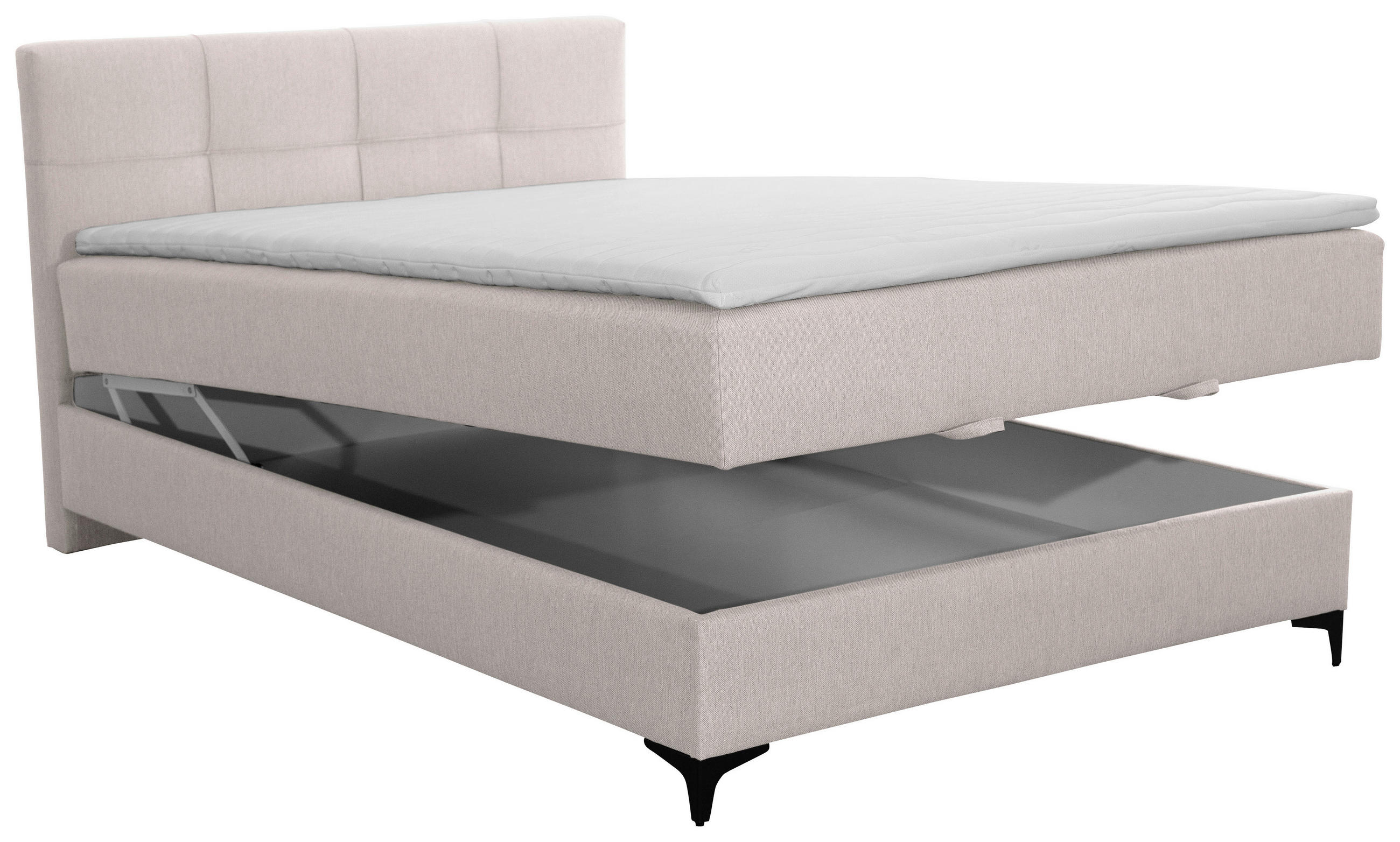 POLSTERBETT Bettkasten, Topper 140/200 cm  in Beige  - Beige/Schwarz, KONVENTIONELL, Textil/Metall (140/200cm) - MID.YOU