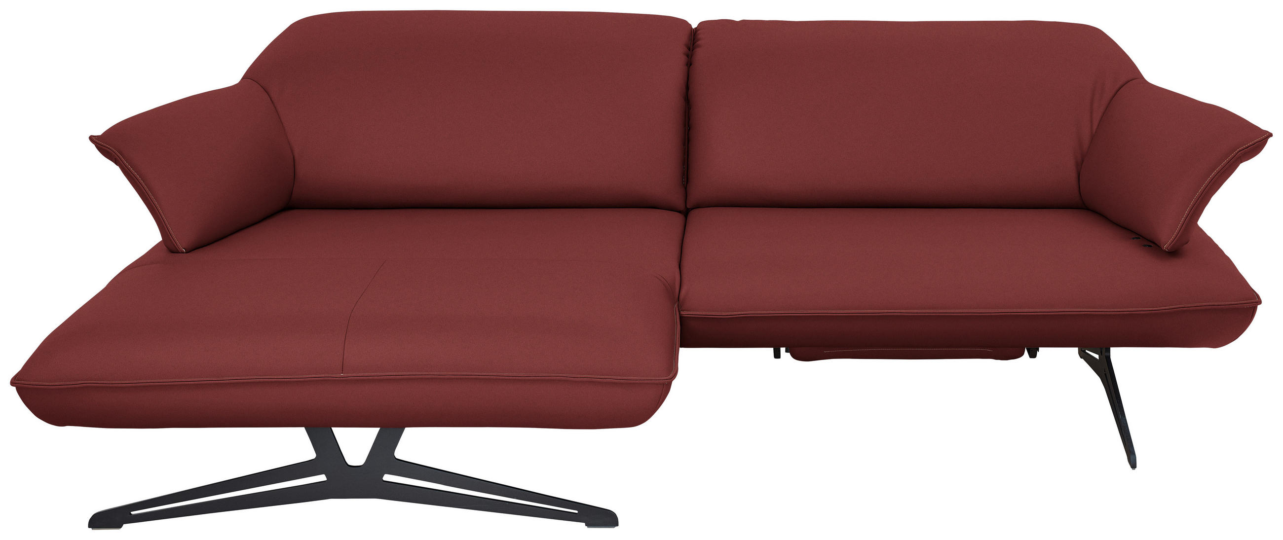 ECKSOFA in Echtleder Weinrot  - Beige/Weinrot, Design, Leder/Metall (169/252cm) - Koinor