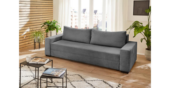 SCHLAFSOFA Cord Dunkelgrau Rückenkissen, Bettkasten, Schlaffunktion, Rücken echt, Liegefläche im Originalstoff  - Dunkelgrau/Schwarz, KONVENTIONELL, Kunststoff/Textil (240/72/95cm) - Carryhome