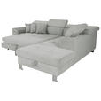 ECKSOFA in Cord Grau  - Silberfarben/Grau, Design, Textil/Metall (257/226cm) - Xora