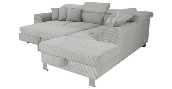 ECKSOFA in Cord Grau  - Silberfarben/Grau, Design, Textil/Metall (257/226cm) - Xora