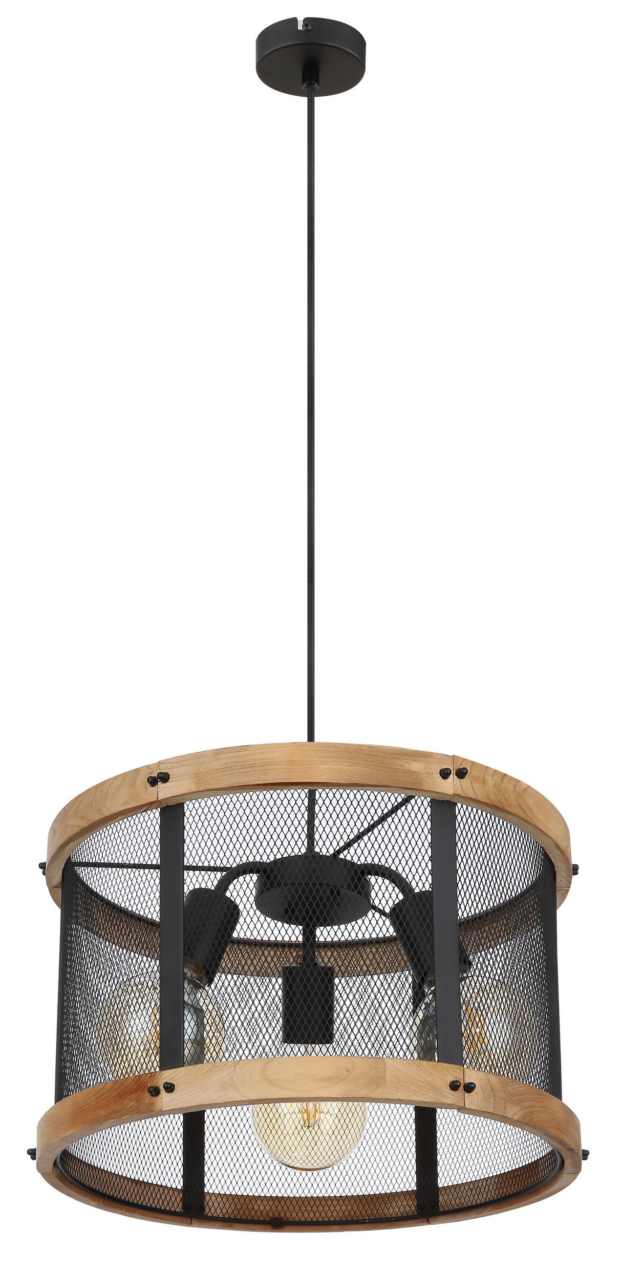 ZÁVĚSNÉ SVÍTIDLO, 40/120 cm  - tmavě hnědá/černá, Natur, kov/dřevo (40/120cm) - Globo