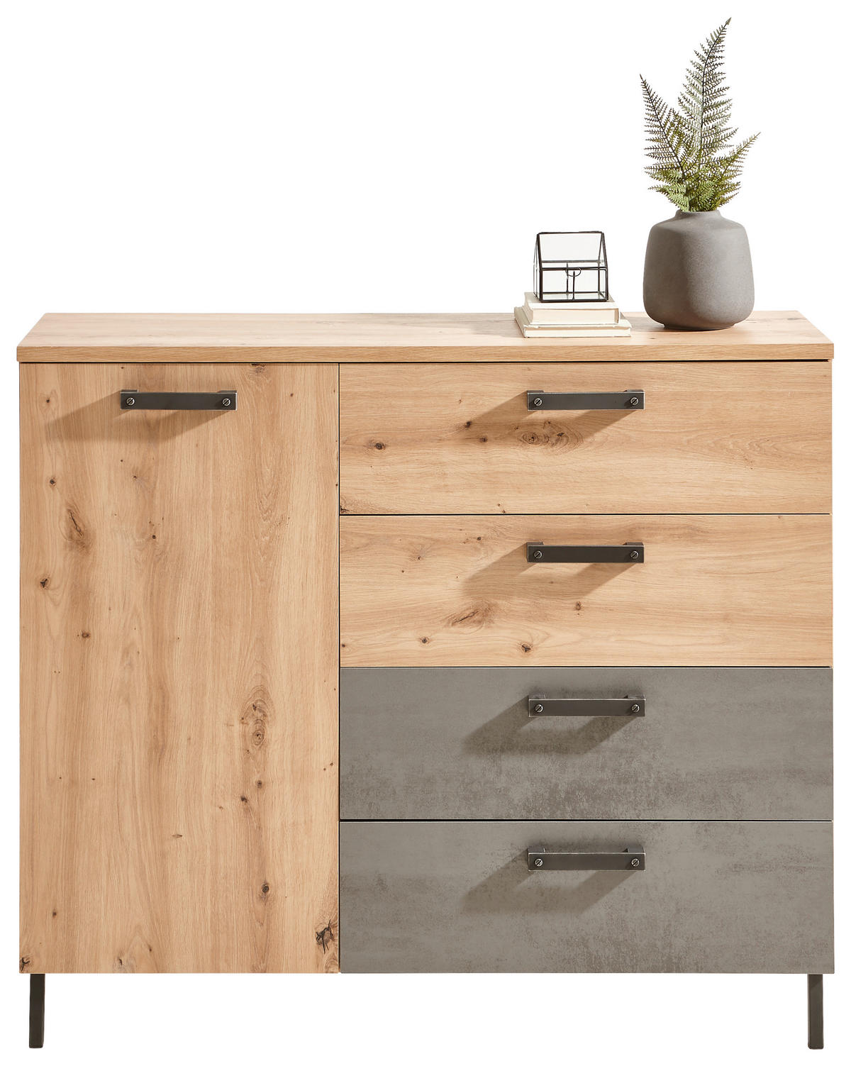 KOMMODE  in 115/99,5/38 cm  - Anthrazit/Eiche Artisan, LIFESTYLE, Holzwerkstoff/Metall (115/99,5/38cm) - Ti'me