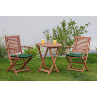 GARTENTISCHGRUPPE Eukalyptusholz Hartholz  - Eukalyptusholzfarben/Grün, KONVENTIONELL, Holz/Textil - Gardenson