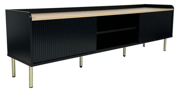 LOWBOARD SNOW in 180/54/40 cm - Eichefarben/Schwarz, Design, Holzwerkstoff/Metall (180/54/40cm) - Xora