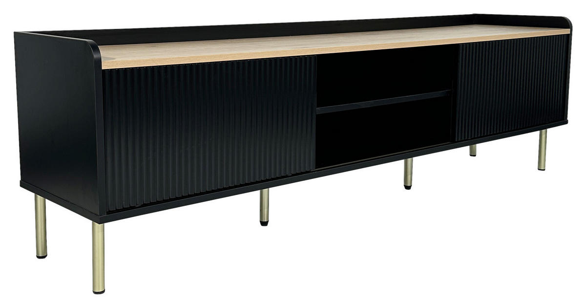 LOWBOARD SNOW  in 180/54/40 cm  - Eichefarben/Schwarz, Design, Holzwerkstoff/Metall (180/54/40cm) - Xora