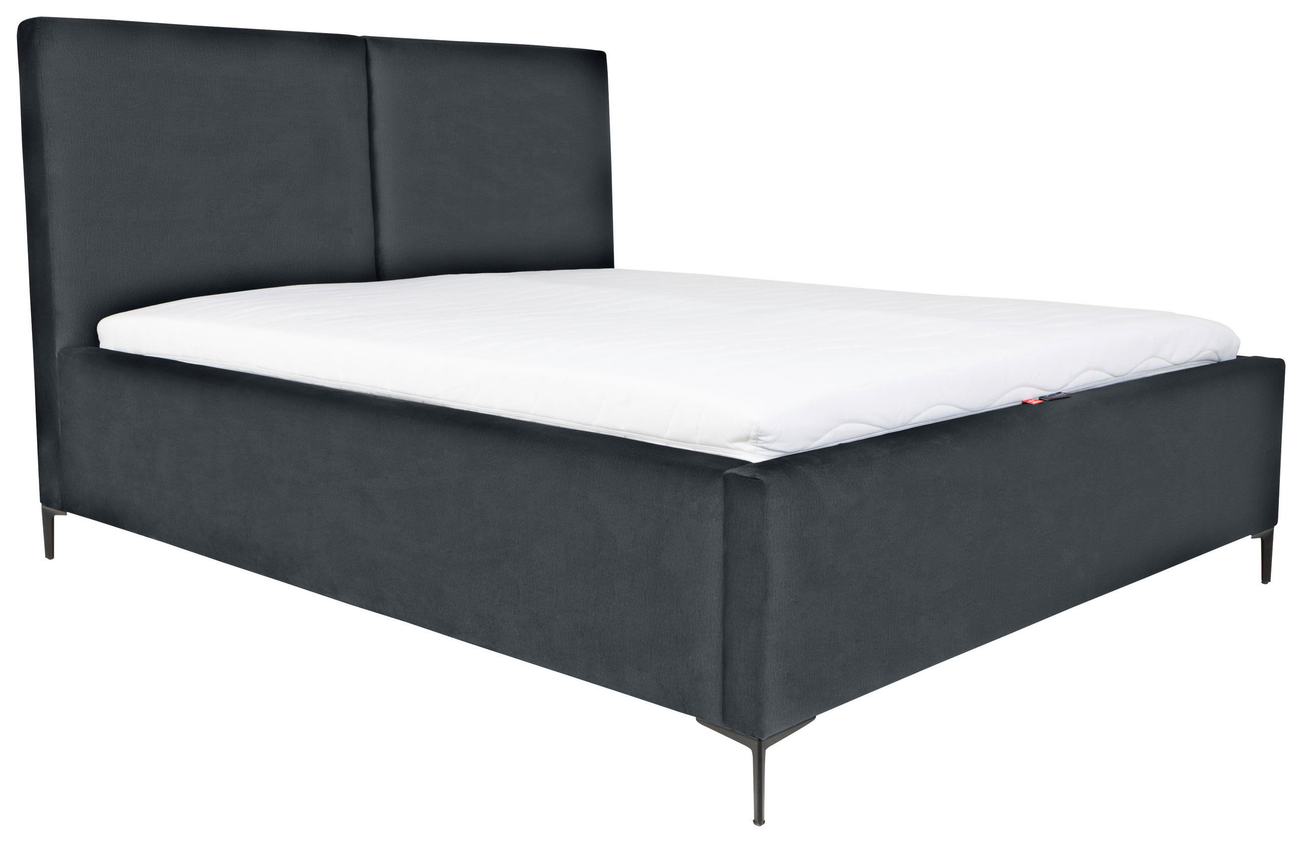 KÁRPITOZOTT ÁGY 180/200 cm  sötétszürke  - fekete/geszt bükk, Modern, textil/fa (180/200cm) - MID.YOU