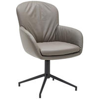 ARMLEHNSTUHL  Lederauswahl, Stoffauswahl, Sitzfläche 360° drehbar, Gestellauswahl  Echtleder  Grau  - Anthrazit/Grau, Design, Leder/Metall (64/92,5/68cm) - Bert Plantagie
