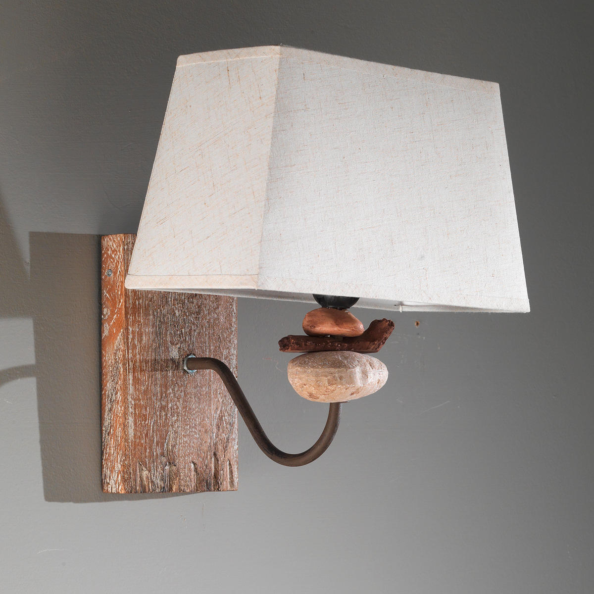 WANDLEUCHTE 30/30/27 cm   - Schwarz/Weiß, KONVENTIONELL, Textil/Stein (30/30/27cm)