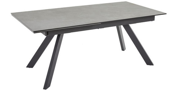 ESSTISCH in Metall, Glas, Keramik 180-260/95/76 cm - Schwarz/Grau, Design, Glas/Keramik (180-260/95/76cm) - Novel