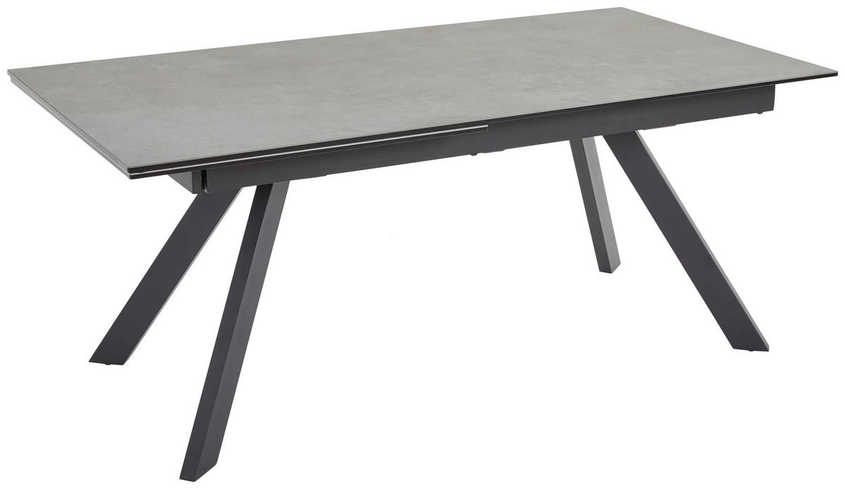 ESSTISCH in Metall, Glas, Keramik 180-260/95/76 cm   - Schwarz/Grau, Design, Glas/Keramik (180-260/95/76cm) - Novel