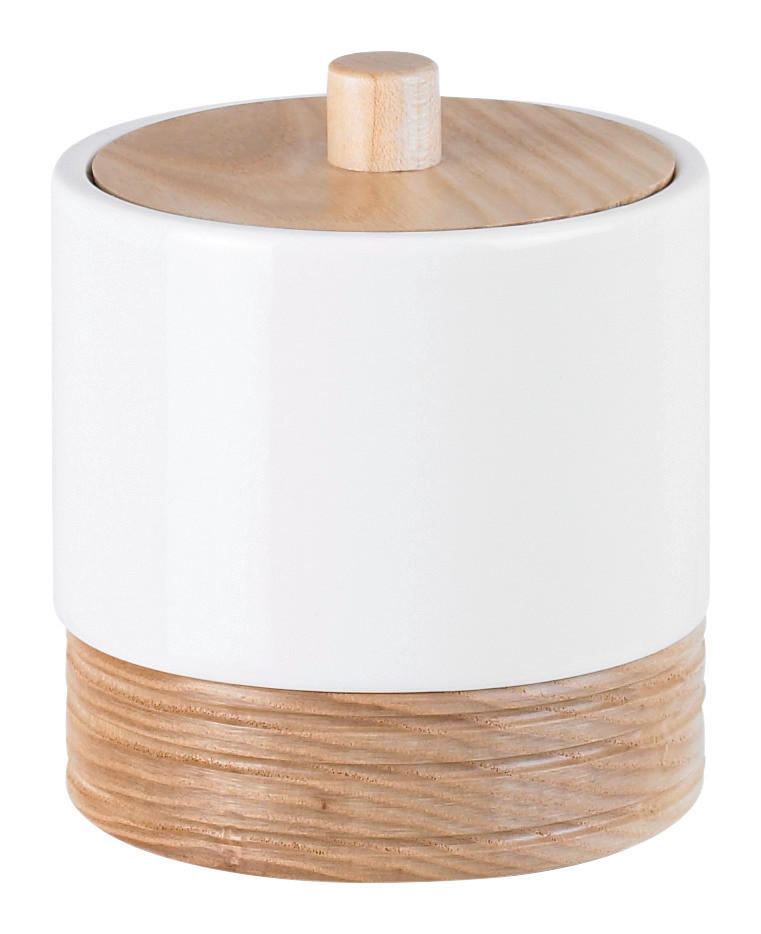 KOSMETIKDOSE  - Weiss/Eichefarben, Basics, Holz/Kunststoff (10/10,5cm) - Sadena
