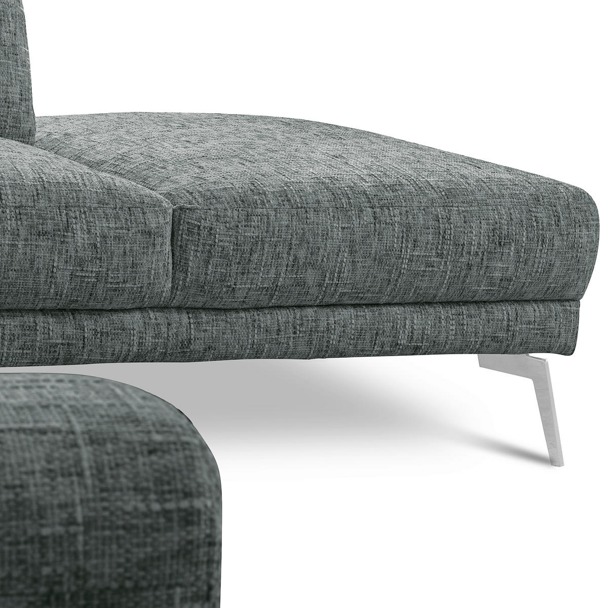 ECKSOFA  Webstoff Anthrazit  - Chromfarben/Anthrazit, Design, Textil/Metall (273/250cm) - Livetastic