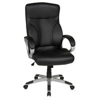 CHEFSESSEL Lederlook Schwarz  - Silberfarben/Schwarz, KONVENTIONELL, Kunststoff/Textil (65/114-122/65cm) - Boxxx