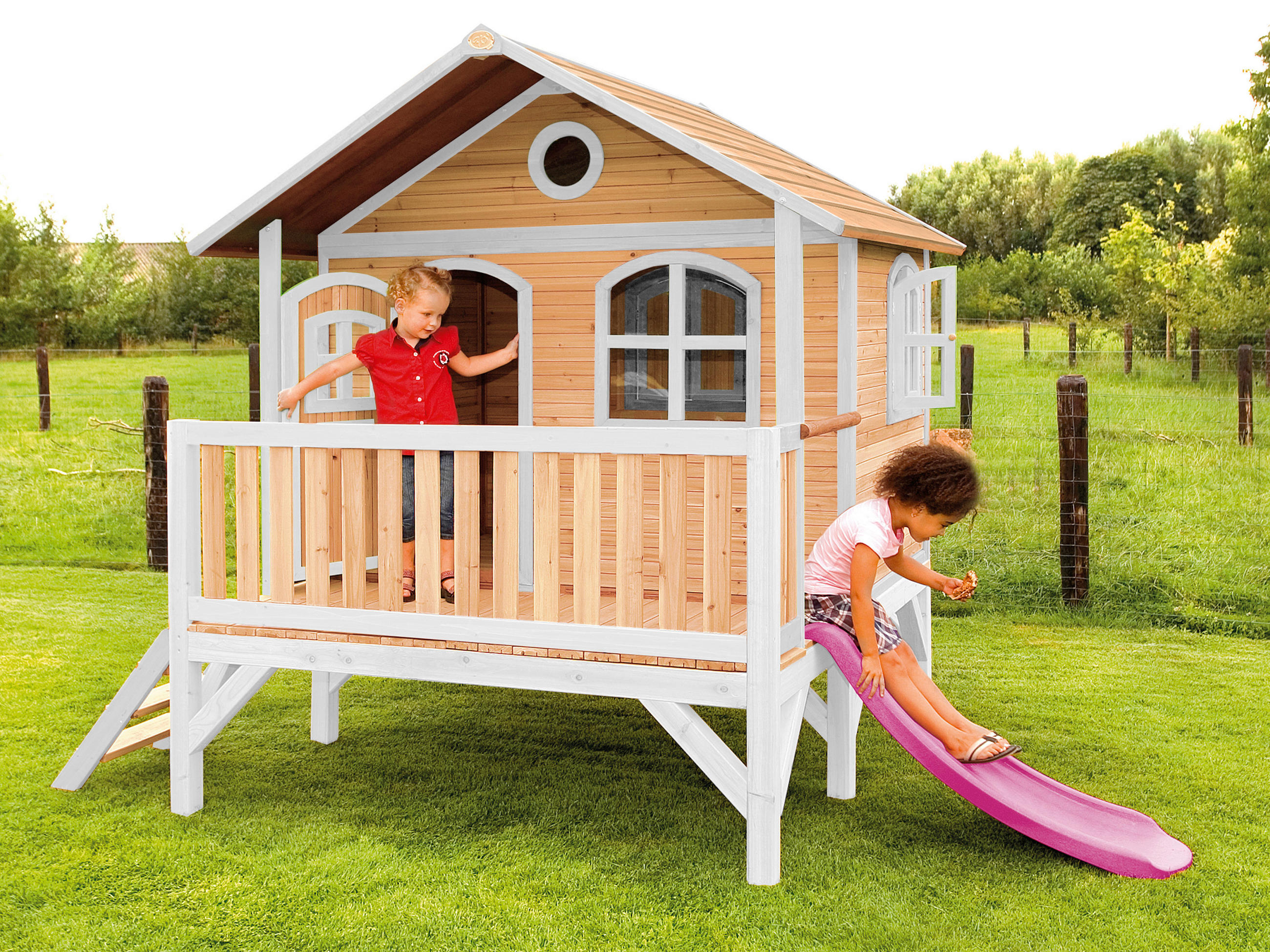 SPIELHAUS  - Lila/Rot, KONVENTIONELL, Holz/Kunststoff (349/233/212cm) - Ambia Garden