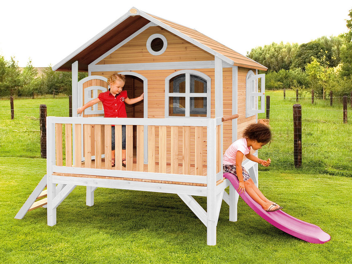 SPIELHAUS 349/233/212 cm  - Weiss/Lila, Konventionell, Holz/Kunststoff (349/233/212cm)