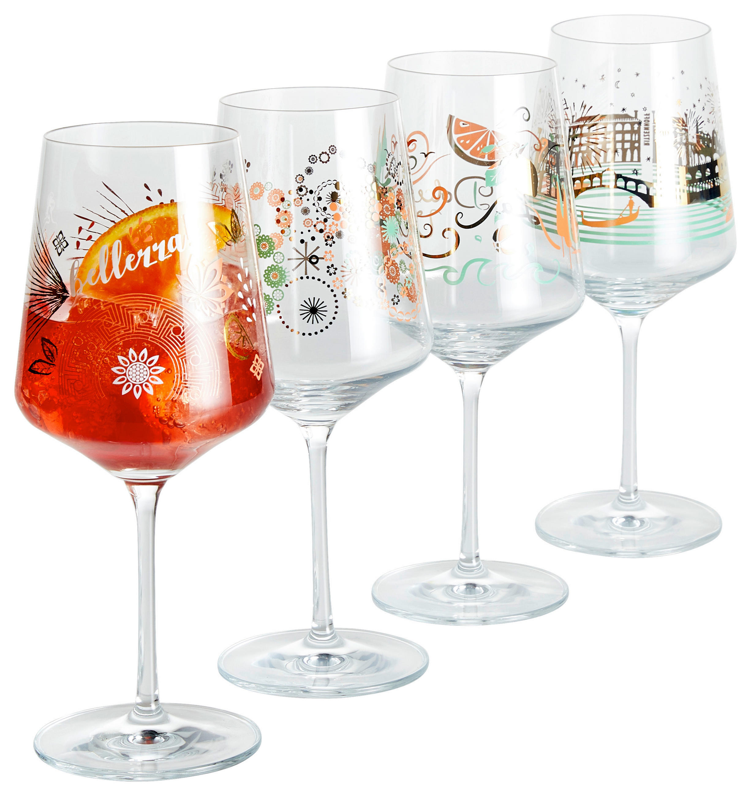 SPRITZERGLAS Sommerrausch 544 ml 4-teilig  - Türkis/Beige, LIFESTYLE, Glas (20,3/26,6/19,4cm) - Ritzenhoff
