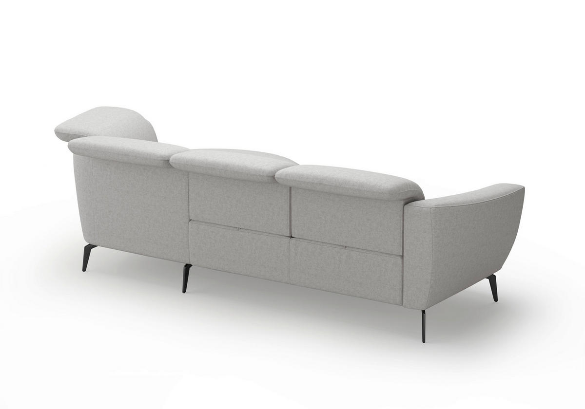 ECKSOFA ZOE E Hellgrau Flachgewebe  - Hellgrau/Schwarz, KONVENTIONELL, Textil/Metall (309/199cm) - Sit & More