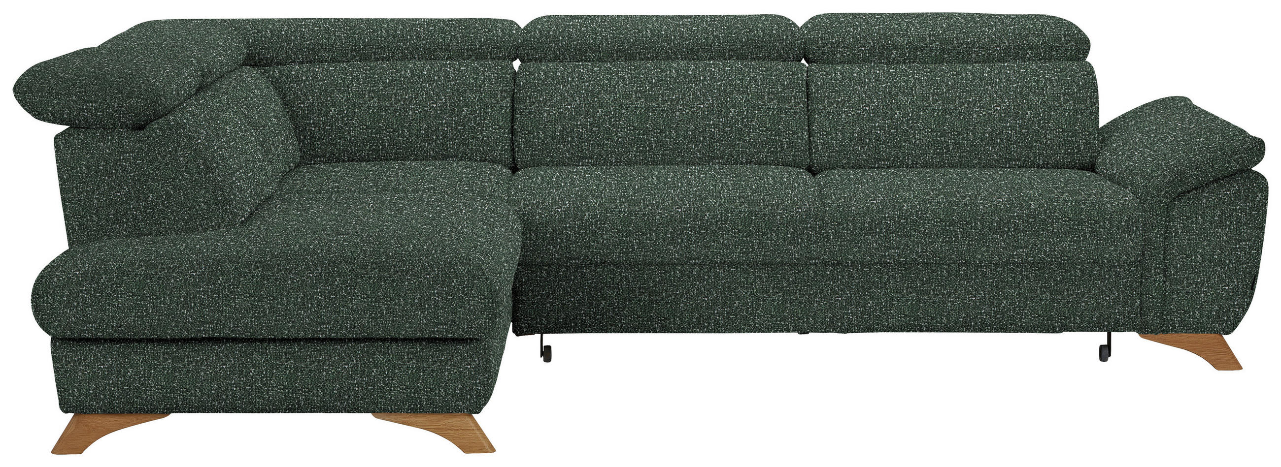 ECKSOFA in Bouclé Grün  - Eichefarben/Grün, Modern, Holz/Textil (212/287cm) - Valnatura