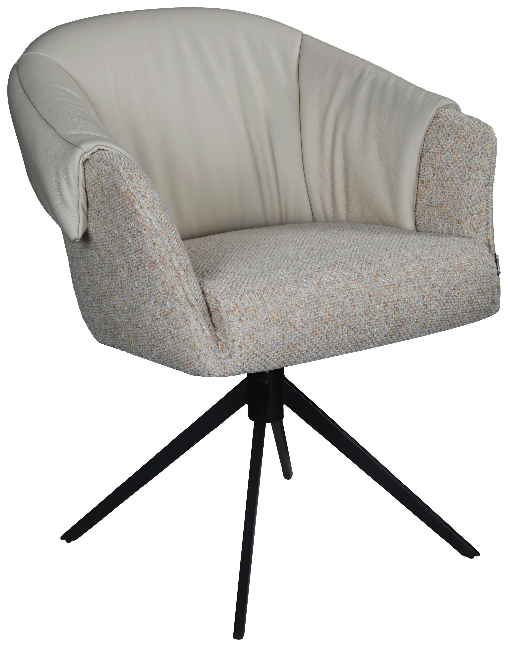 ARMLEHNSTUHL  Sitzfläche 360° drehbar, automatische Rückholfunktion Leinenoptik Echtleder  Beige, Creme, Schwarz  - Beige/Creme, Design, Leder/Textil (68,5/83/65,5cm) - Carryhome