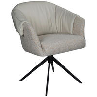 ARMLEHNSTUHL  Sitzfläche 360° drehbar, automatische Rückholfunktion Leinenoptik Echtleder  Beige, Creme, Schwarz  - Beige/Creme, Design, Leder/Textil (68,5/83/65,5cm) - Carryhome