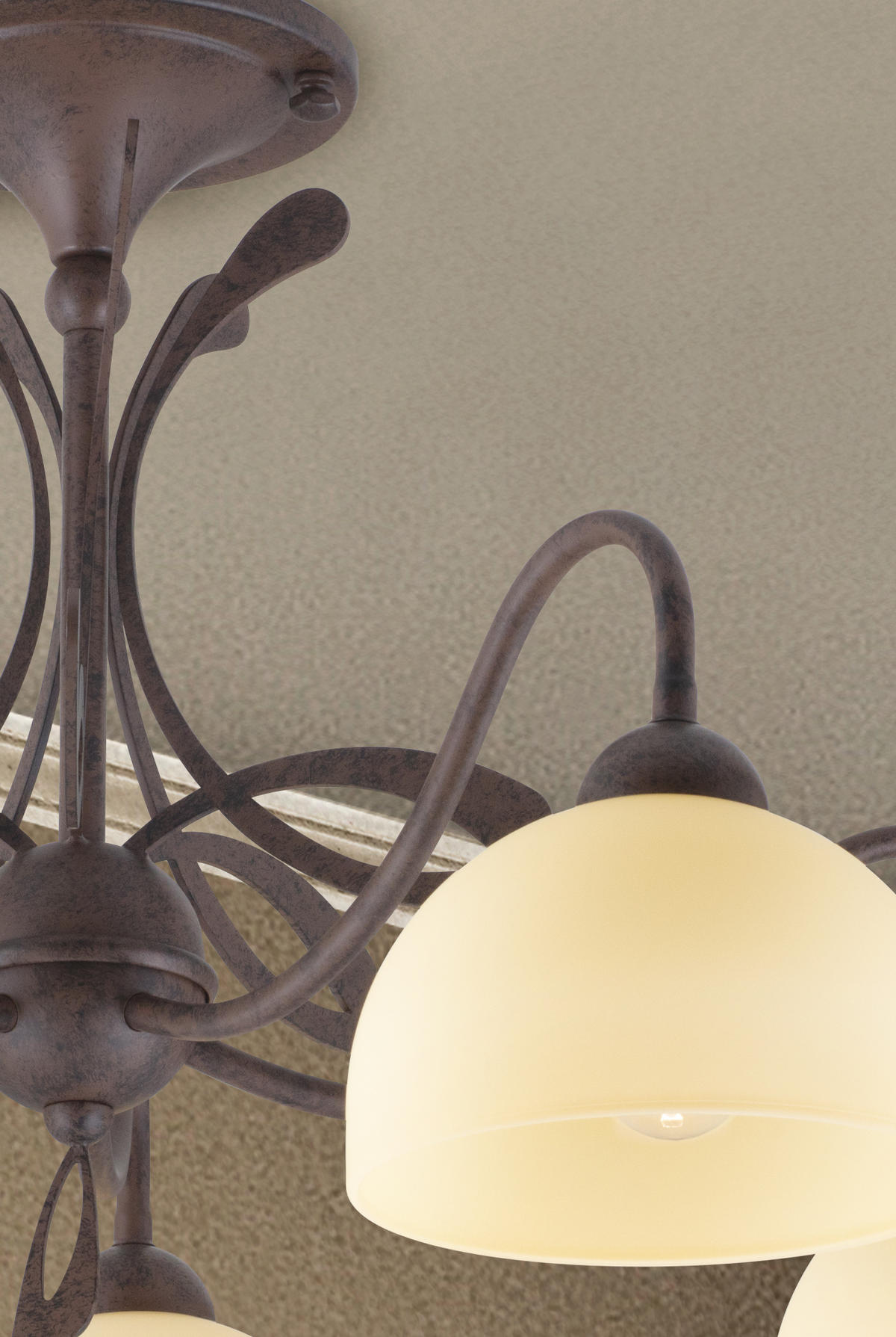 DECKENLEUCHTE  70/40 cm    - Creme/Weiß, KONVENTIONELL, Glas/Metall (70/40cm)